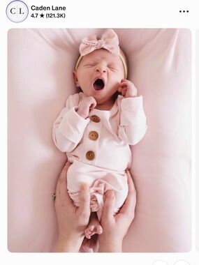 Caden Lane Light Pink Knot Gown & Hat